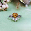 Evolvegem "Heart Glow" Citrine Crown White Zircon Ring