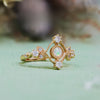 Evolvegem "Moonlit Oracle" Opal White Zircon Hollow Leaf Ring