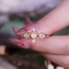 Evolvegem "Moonlit Oracle" Opal White Zircon Hollow Leaf Ring