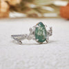 Evolvegem "Verdant Embrace" Teardrop Shaped Moss Agate Ring