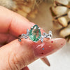 Evolvegem "Verdant Embrace" Teardrop Shaped Moss Agate Ring