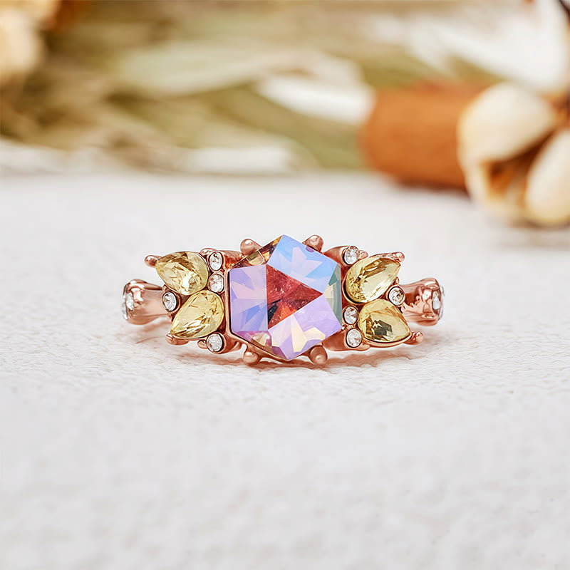 Evolvegem "Enchanted Prism" Hexagon Cut Alexandrite Peridot Ring