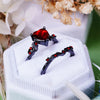 Evolvegem "Ruby Canopy Heart" 2Pcs Ruby Quartz Black Ring Set