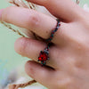 Evolvegem "Ruby Canopy Heart" 2Pcs Ruby Quartz Black Ring Set