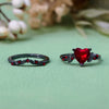Evolvegem "Ruby Canopy Heart" 2Pcs Ruby Quartz Black Ring Set