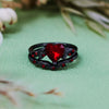 Evolvegem "Ruby Canopy Heart" 2Pcs Ruby Quartz Black Ring Set