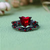 Evolvegem "Ruby Canopy Heart" 2Pcs Ruby Quartz Black Ring Set