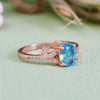 Evolvegem "Topziel Arbor" Oval Cut Blue Topaz Leaf Ring