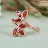 Evolvegem "Flammé Corolla" Garnet Leaf Ring