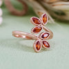 Evolvegem "Flammé Corolla" Garnet Leaf Ring