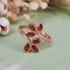 Evolvegem "Flammé Corolla" Garnet Leaf Ring