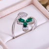 Evolvegem "Verdant Trielle" Emerald White Zircon Clover Ring