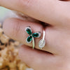 Evolvegem "Verdant Trielle" Emerald White Zircon Clover Ring