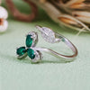 Evolvegem "Verdant Trielle" Emerald White Zircon Clover Ring