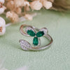 Evolvegem "Verdant Trielle" Emerald White Zircon Clover Ring