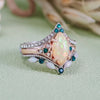 Evolvegem "Aqua Lumenis" 3Pcs Opal Emerald Ring Set