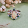 Evolvegem "Aqua Lumenis" 3Pcs Opal Emerald Ring Set
