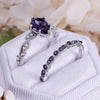Evolvegem "Imperial Lilac" 2Pcs Teardrop Amethyst Ring Set