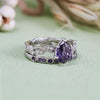 Evolvegem "Imperial Lilac" 2Pcs Teardrop Amethyst Ring Set