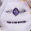 Evolvegem "Imperial Lilac" 2Pcs Teardrop Amethyst Ring Set