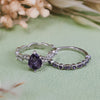 Evolvegem "Imperial Lilac" 2Pcs Teardrop Amethyst Ring Set