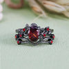 Evolvegem "Scarlet Venation" Black Ruby Quartz Leaf Ring