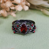 Evolvegem "Scarlet Venation" Black Ruby Quartz Leaf Ring