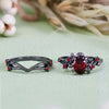 Evolvegem "Scarlet Venation" Black Ruby Quartz Leaf Ring