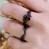 Evolvegem "Scarlet Venation" Black Ruby Quartz Leaf Ring