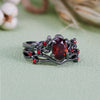 Evolvegem "Scarlet Venation" Black Ruby Quartz Leaf Ring