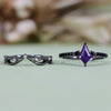Evolvegem "Amethyst Nocturne"  2Pcs Black Amethyst Ring Set