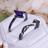 Evolvegem "Amethyst Nocturne"  2Pcs Black Amethyst Ring Set