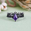 Evolvegem "Amethyst Nocturne"  2Pcs Black Amethyst Ring Set
