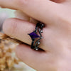 Evolvegem "Amethyst Nocturne"  2Pcs Black Amethyst Ring Set