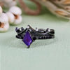 Evolvegem "Amethyst Nocturne"  2Pcs Black Amethyst Ring Set
