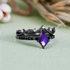 Evolvegem "Amethyst Nocturne"  2Pcs Black Amethyst Ring Set