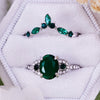 Evolvegem "Emerald Monolith" 2Pcs Emerald Crown Ring Set