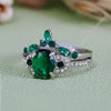 Evolvegem "Emerald Monolith" 2Pcs Emerald Crown Ring Set