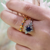 Evolvegem "Moonlit Majesty" 2Pcs Sapphire Ring Set