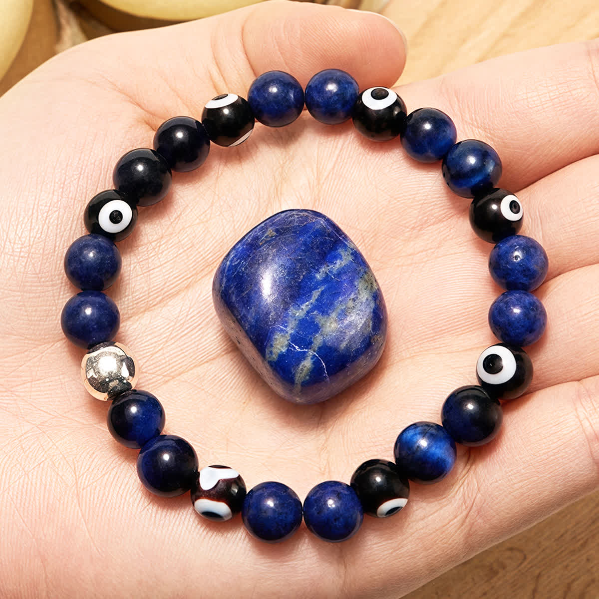 Evolvegem "Indigo Talisman" Lapis Lazuli Evil Eye Bracelet