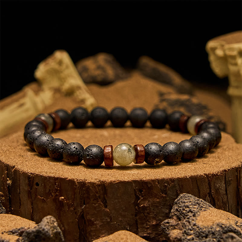 Evolvegem "Nyx's Caldera" Lava Stone Moonstone Bracelet