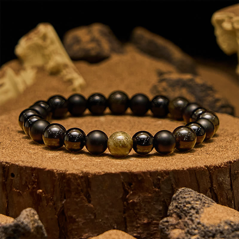 Evolvegem "Nyx Aurum" Natural Gold Obsidian Glitter Bracelet