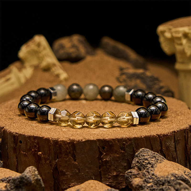 Evolvegem "Oculus Terra" Citrine Obsidian Natural Gem Bracelet