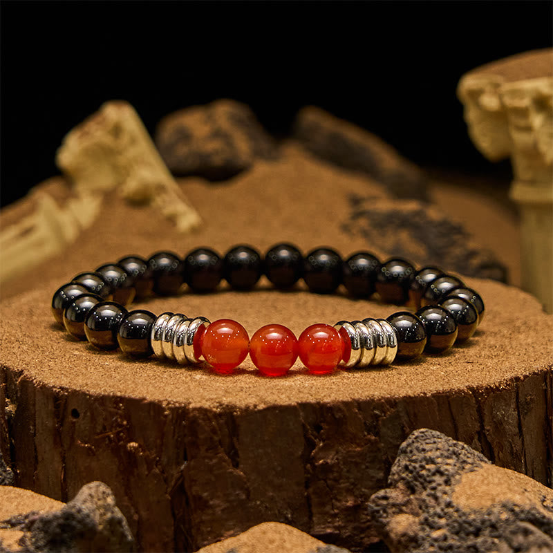Evolvegem "Scarlet Suture" Red Agate Obsidian Bracelet