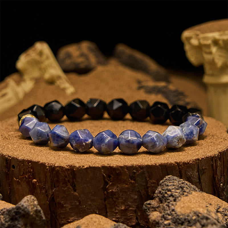 Evolvegem "Lunar Lithograph" Faceted Sodalite Obsidian Bracelet