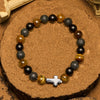 Evolvegem "Terra Cross" Tiger Eye Lava Stone Gemstone Bracelet