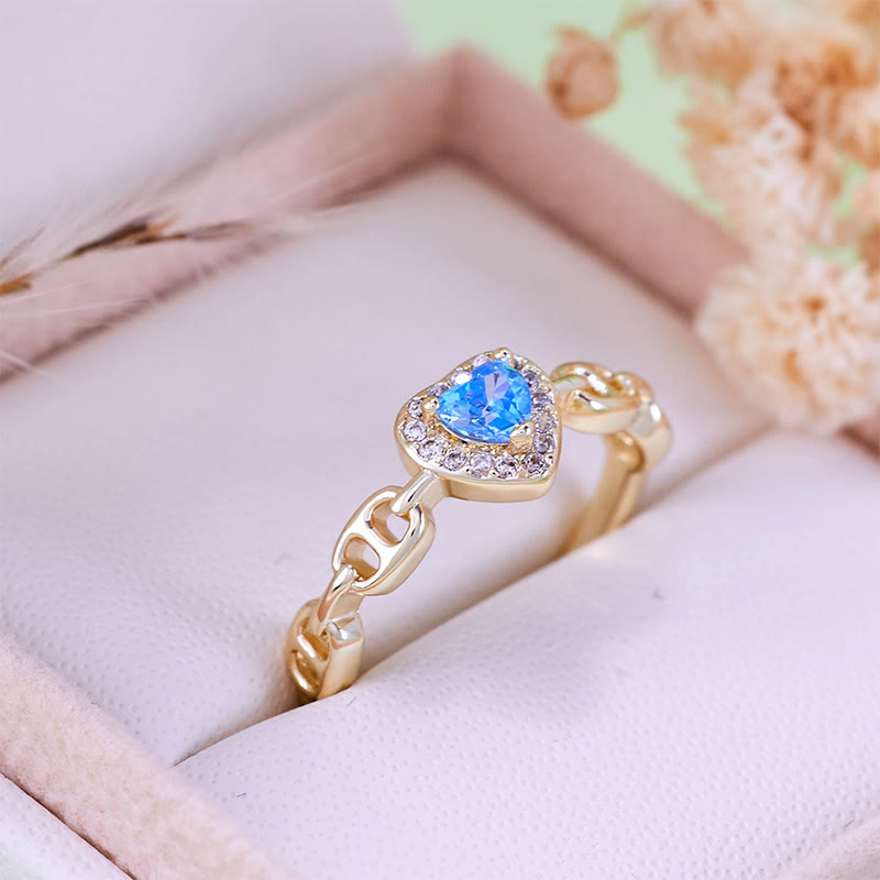 Evolvegem "Vespera's Heart" Blue Topaz Healing Ring