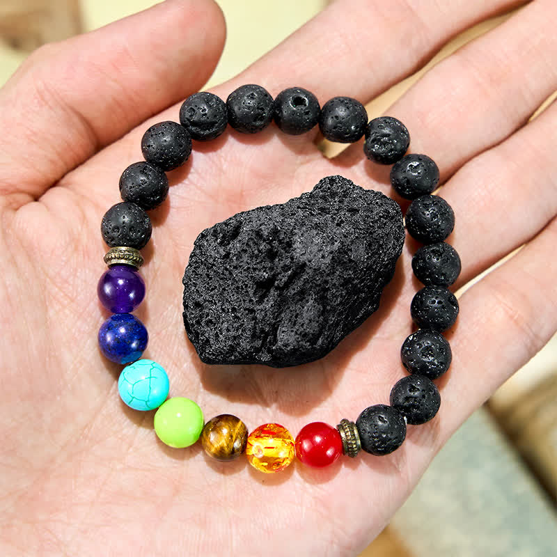 Evolvegem "Eclipse Lava" Chakra Lava Stone Bracelet