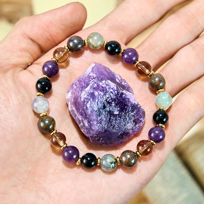 Evolvegem "Gaea's Chromatic Vein" Natural Amethyst Black Onyx Gems Bracelet