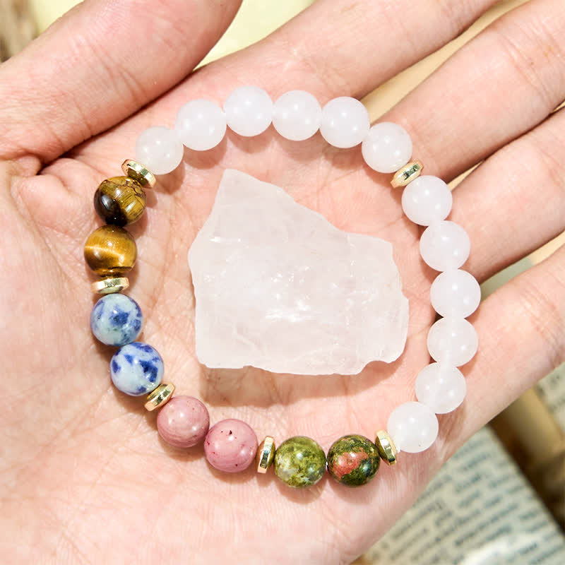 Evolvegem "Ivory Sprinkle" Natural Clear Crystal Gemstones Bracelet